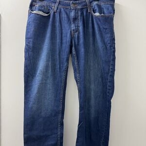 Tahari Women Jeans 14/34 Blue Cotton Blend Mid Rise Straight Leg Regular Denim